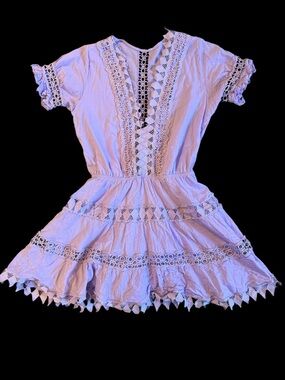 Peixoto Lavender Mini Dress with Eyelet Trim